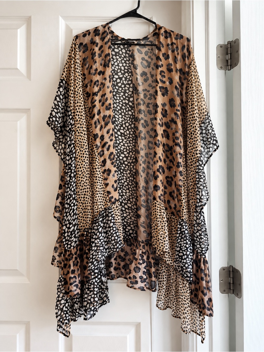 Women’s Leopard Print Lightweight Kimono Jacket - Brown/Black